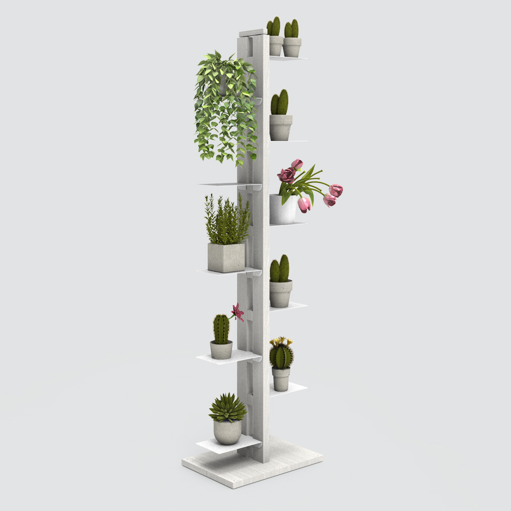 Zia Flora | portapiante a colonna in legno massello di faggio | h 150 cm - immagine 5