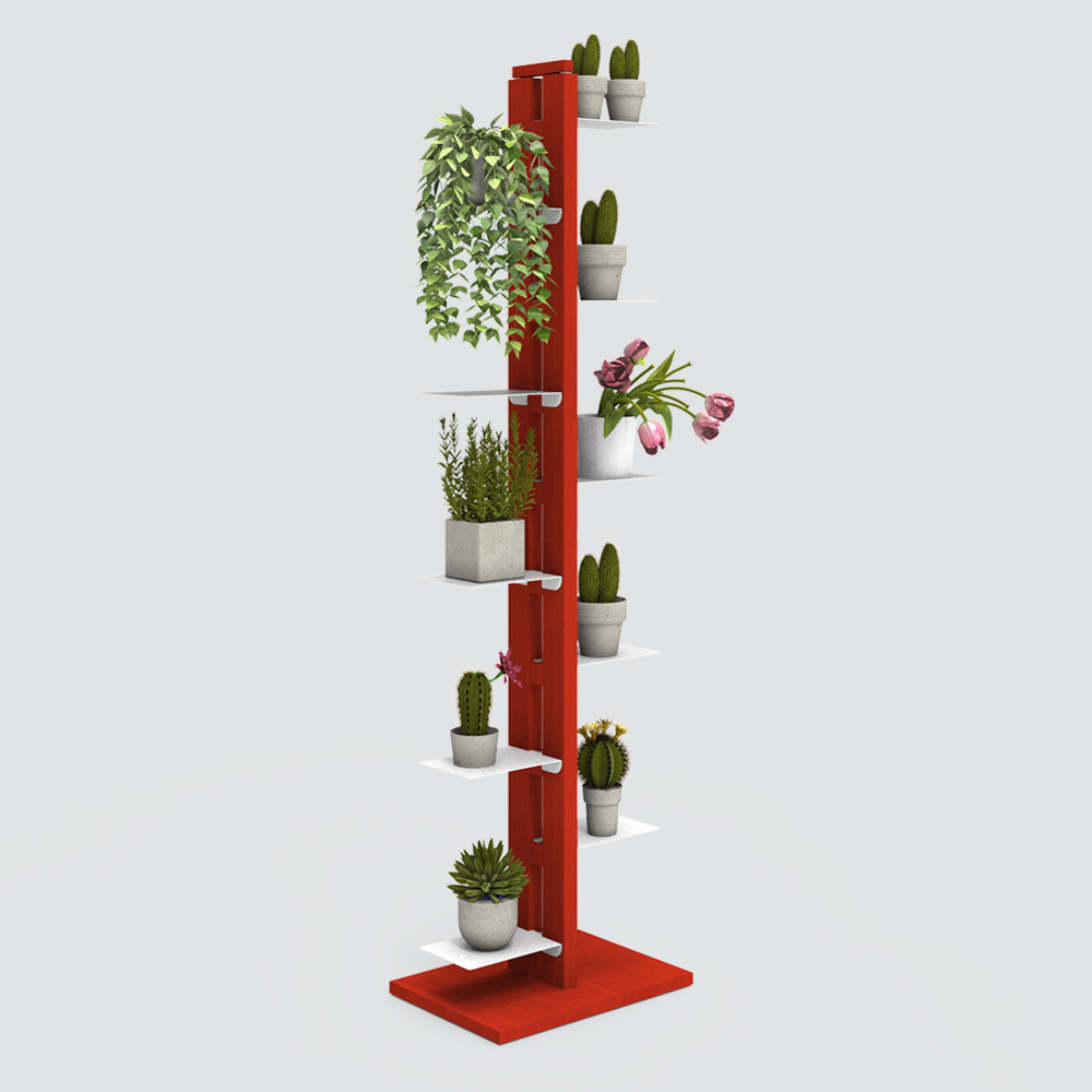 Zia Flora | portapiante a colonna in legno massello di faggio | h 150 cm - immagine 7