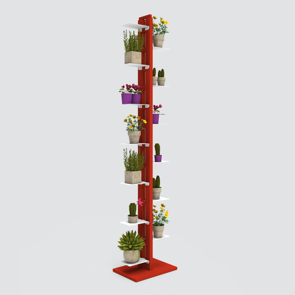 Zia Flora | portapiante a colonna in legno massello di faggio | h 195 cm - immagine 5