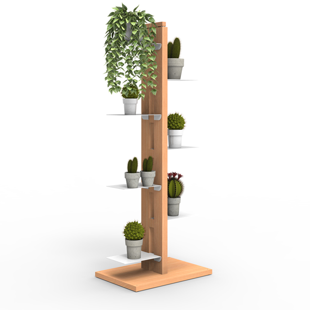 Zia Flora | portapiante a colonna in legno massello di faggio | h 105 cm
