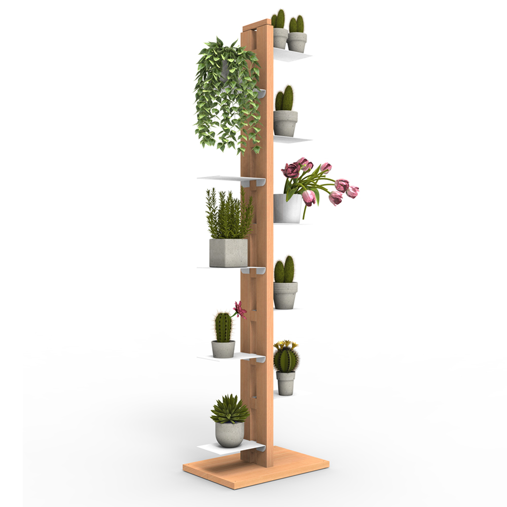 Zia Flora | portapiante a colonna in legno massello di faggio | h 150 cm