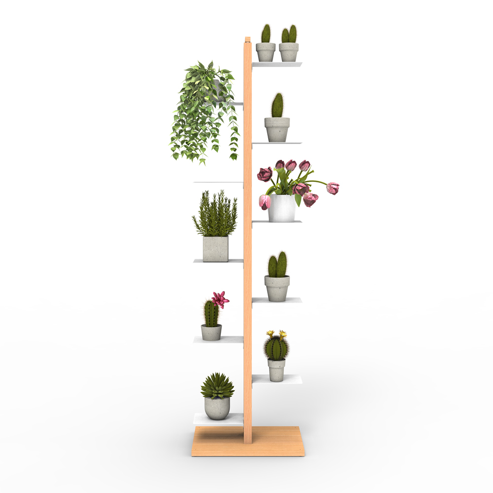Zia Flora | portapiante a colonna in legno massello di faggio | h 150 cm - immagine 6