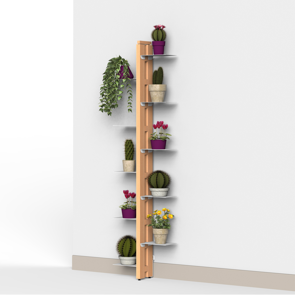 Zia Flora | portapiante a parete in legno massello di faggio | h 150 cm
