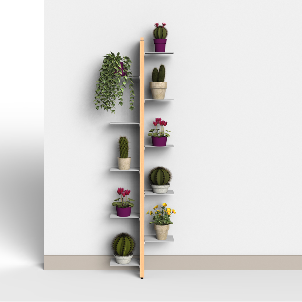 Zia Flora | portapiante a parete in legno massello di faggio | h 150 cm - immagine 3