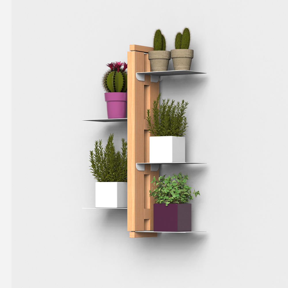 Zia Flora | portapiante sospeso in legno massello di faggio | h 60 cm